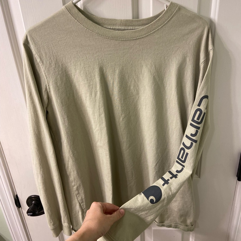 Womens Carhartt loose fit long sleeve tee size L mint green/ gray